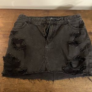 Black denim skirt